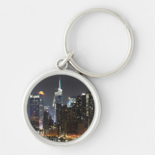 Moon rises over midtown New York. Key Ring