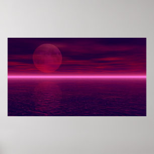 Moon Rising Aquarium Background 2 Poster