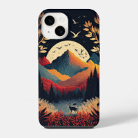 Moon Rising Behind Colourful Mountains and Meadow