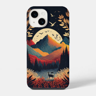 Moon Rising Behind Colourful Mountains and Meadow iPhone 14 Case