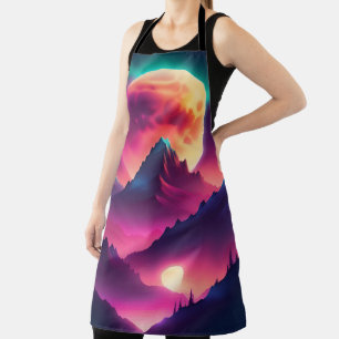 moon rising between the mountains apron
