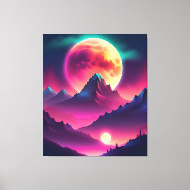 moon rising between the mountains canvas print (Front)