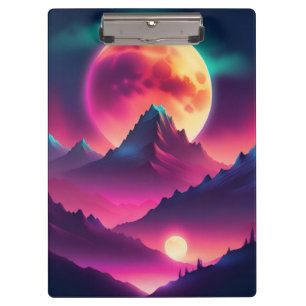 moon rising between the mountains clipboard