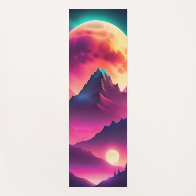 moon rising between the mountains yoga mat (Front)