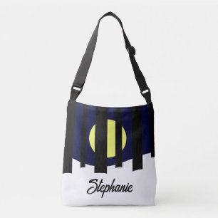 Moon Rising near Forest in Winter: Crossbody Bag