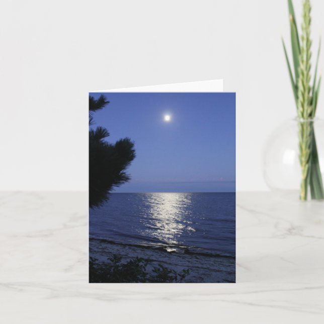 Moon Rising Over Ocean Note Card (Front)