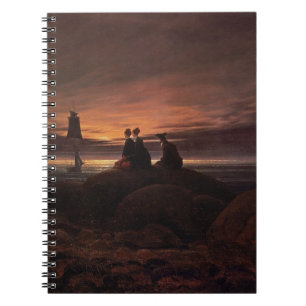 Moon Rising Over the Sea, 1822 (oil on canvas) Spiral Notebook