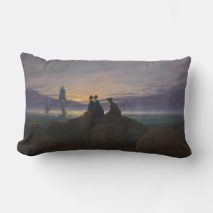 Moon Rising over the Sea (Caspar David Friedrich) Lumbar Cushion