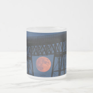 Moon Rising under Walkway Bridge Frosted Glass Coffee Mug
