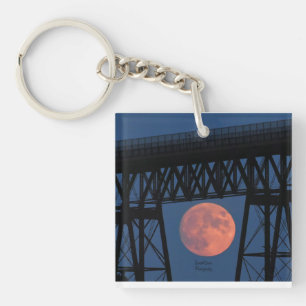 Moon Rising under Walkway Bridge Key Ring