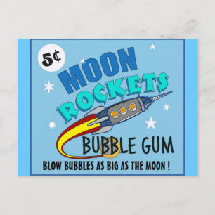 Moon Rockets Bubble Gum Postcard