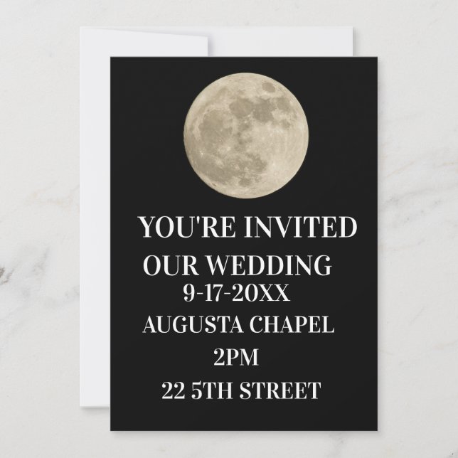 MOON ROMANTIC CUSTOM WEDDING INVITATIONS (Front)