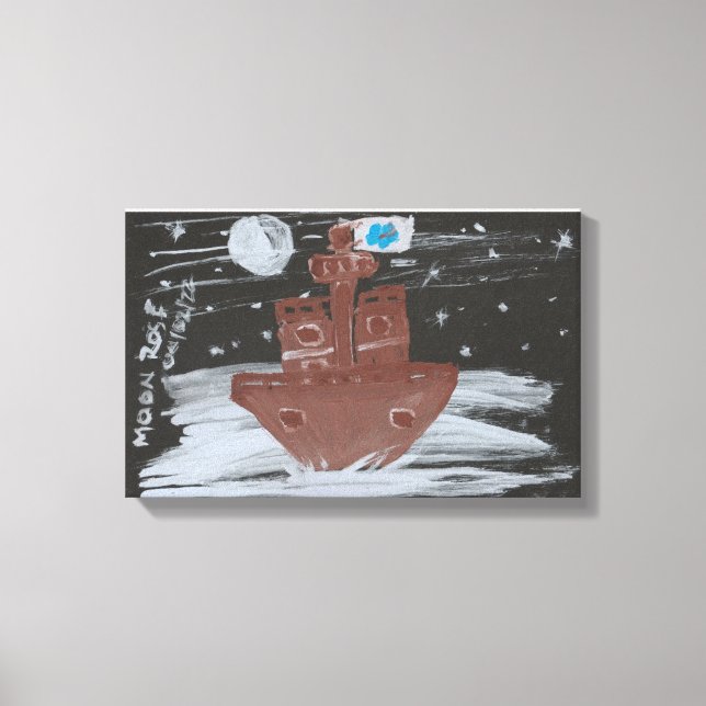 Moon Rose Painting Canvas Print (Front)
