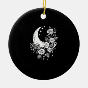 Moon Roses - Romantic Goth - Whimsigoth Witchy Wit Ceramic Tree Decoration