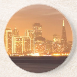 Moon setting over San Francisco on hazy December Coaster