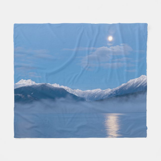 Moon Setting | Seabeck, Washington Fleece Blanket (Front (Horizontal))