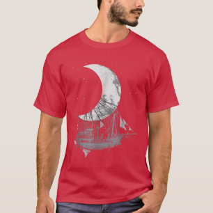 Moon Ship Adventure Night Space Travel Outer Space T-Shirt