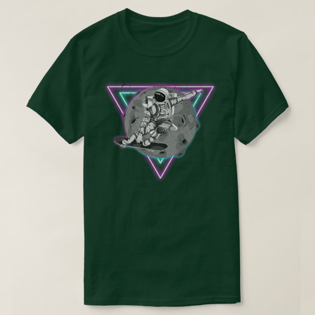 Moon Skateboarder Synthwave Skateboard Vaporwave A T-Shirt (Design Front)