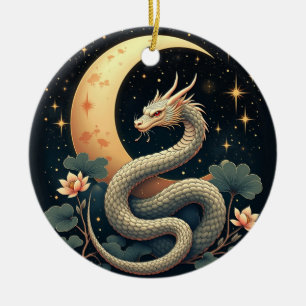 Moon Snake stars  Ceramic Tree Decoration