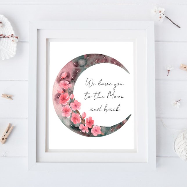 Moon Spring Flower Baby Girl Nursery Poster (Creator Uploaded)