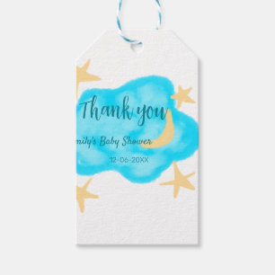 Moon star clouds watercolor baby shower add name t gift tags