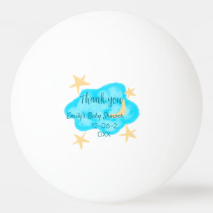 Moon star clouds watercolor baby shower add name t ping pong ball