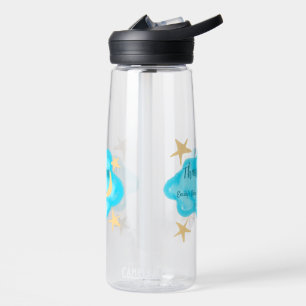 Moon star clouds watercolor baby shower add name t water bottle