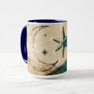 Moon & Star Digital Artefact Future Mediaeval Mug