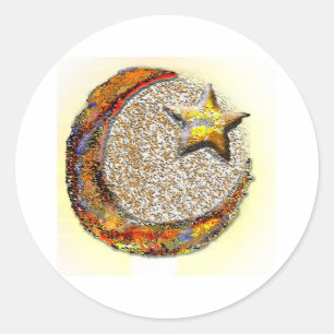 Moon-Star -Islam Classic Round Sticker