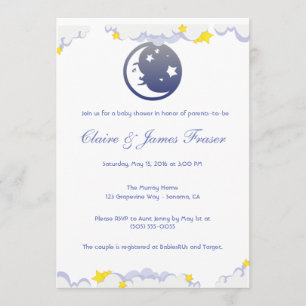 Moon, Stars and Clouds Baby Shower Invitation