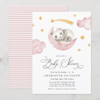 Moon & Stars Baby Animal Pink Girl Baby Shower