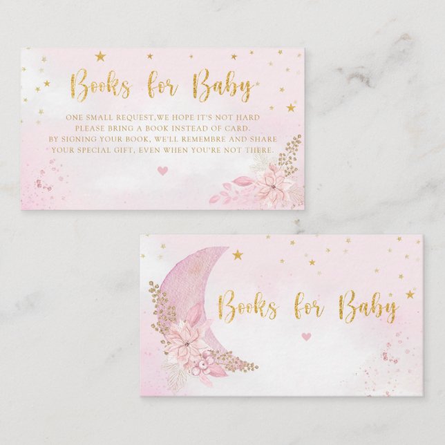 Moon Stars Baby Shower Books For Baby Request  Enclosure Card (Front/Back)