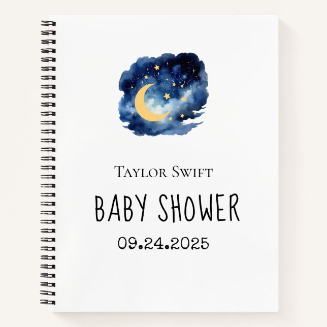 Moon & Stars Baby Shower Gift Tracker Notebook (Front)