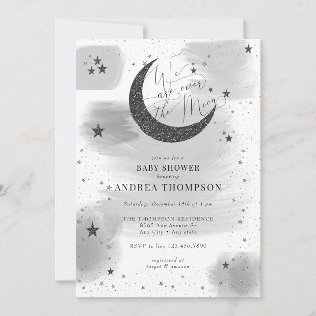 Moon Stars Baby Shower  Invitation (Front)
