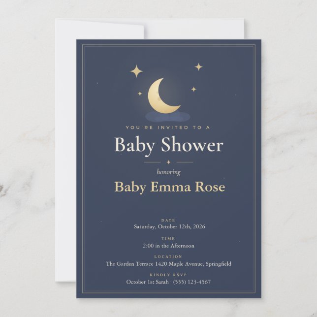 Moon & Stars Baby Shower Invitation (Front)