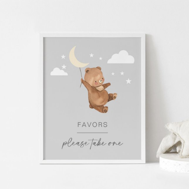 Moon Stars Bear Baby Shower Favours Sign (Creator Uploaded)