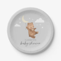 Moon Stars Bear Baby Shower Paper Plates