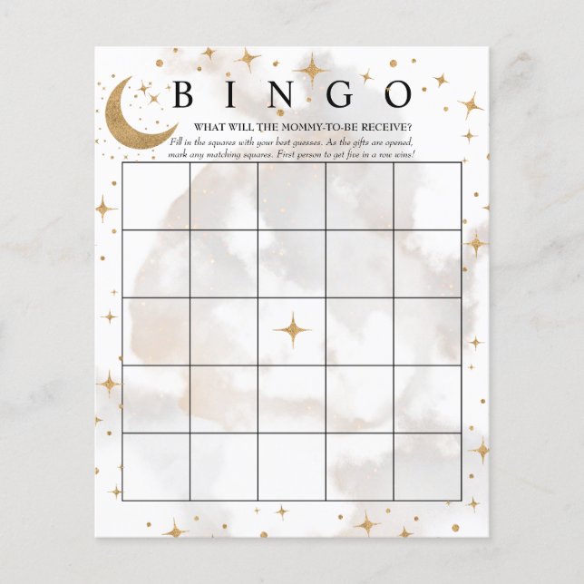 Moon Stars | Bingo | Baby Shower Games (Front)