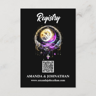 Moon stars black magenta QR code registry luna Enclosure Card