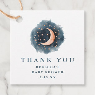 Moon Stars Blue Baby Shower Thank You Favour Tags