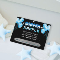 Moon Stars Blue Balloons Diaper Raffle Baby Shower