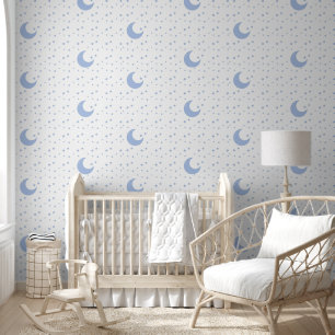 Moon stars blue kids wall paper
