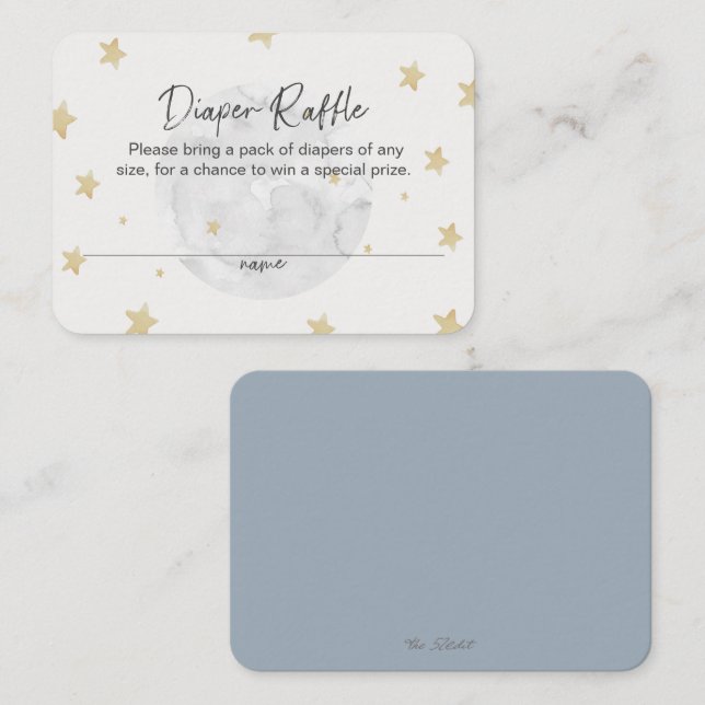 Moon Stars Boy Blue Diaper Raffle Baby Shower Card (Front/Back)