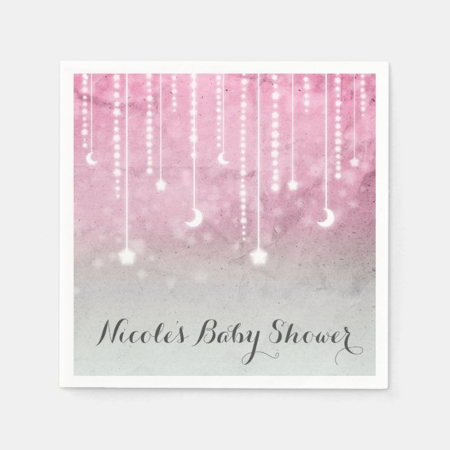Moon & Stars Celestial Baby Shower Party Napkin (Front)