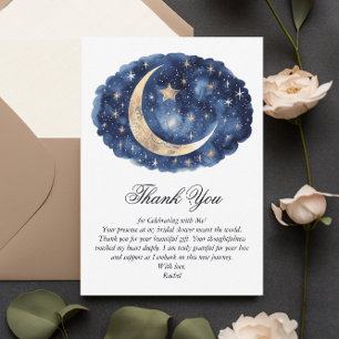 Moon & Stars Celestial Theme Bridal Shower Thank You Card