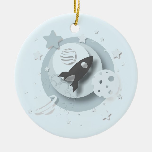 Moon & Stars Customizable Ornament (Front)