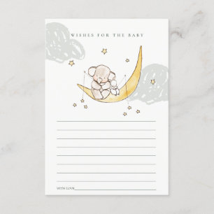 Moon & Stars Elephant Bunny Wishes for Baby Shower Enclosure Card
