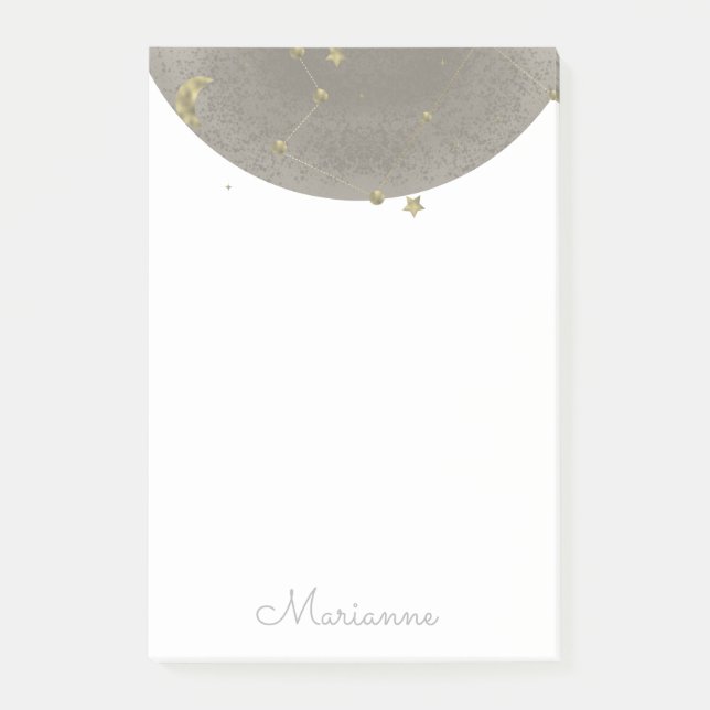  Moon Stars Faux Gold  Post-it Notes (Front)