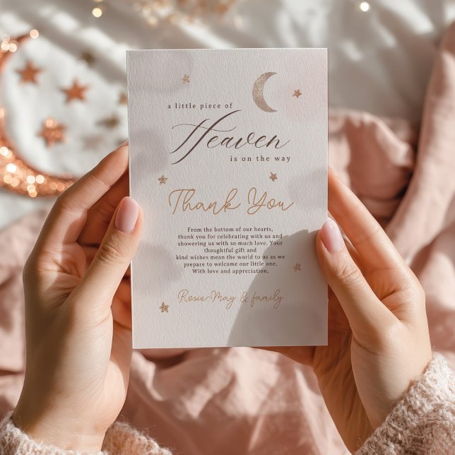 Moon Stars Little Piece of Heaven Baby Shower Thank You Card (Moon Stars Little Piece of Heaven Baby Shower Thank You Card)