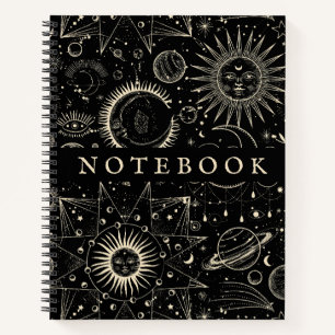Moon Stars Magical Cosmic Spiral Notebook